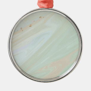 De Metal Ornamento Marble Pastel Glitter Premium Round