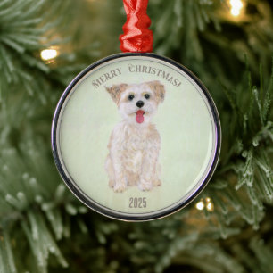 De Metal Ornamento Morkie Premium Round
