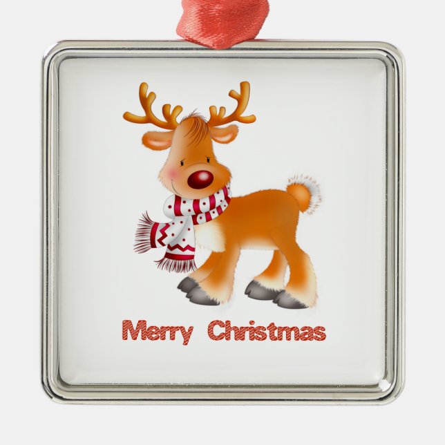 De Metal Ornamento | Natal | Reindeer | Feliz Natal (Frente)