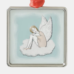 De Metal Ornamento pensativo do anjo