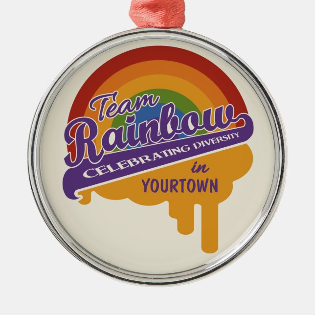 De Metal ornamento personalizado do Team Rainbow (Frente)