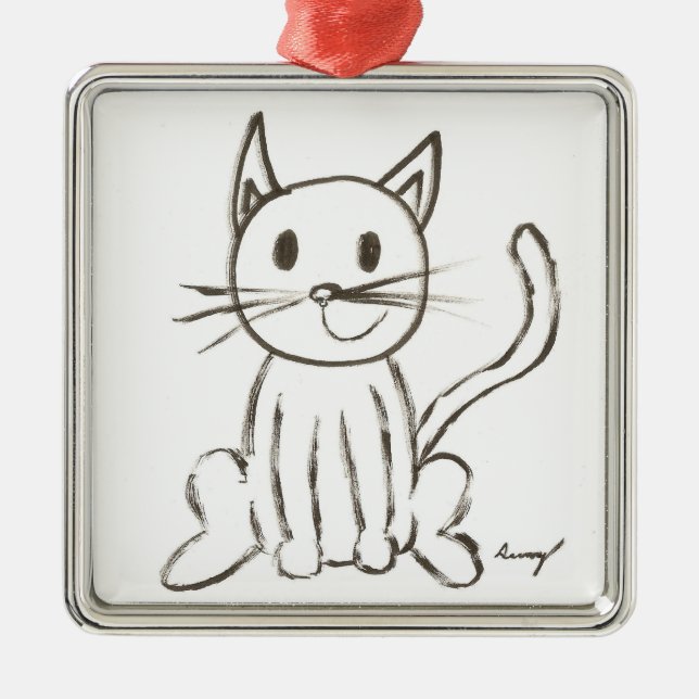 De Metal Ornamento Pintado do Gatinho (Frente)