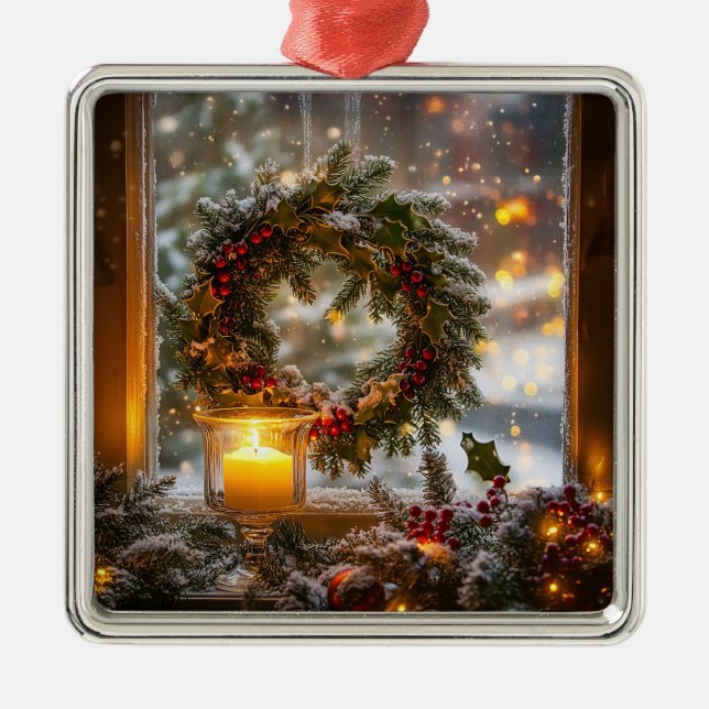 De Metal Ornamento por Wreath Candlelight (Frente)