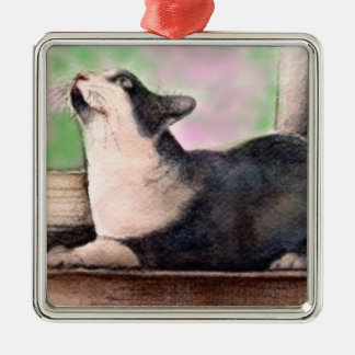 De Metal Ornamento preto do gato do smoking