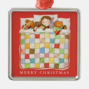 De Metal Ornamento quadrado COZY QUILT Premium / Vermelho