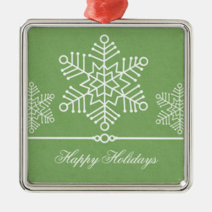 De Metal Ornamento Quadrado Delicado Snowflakes Premium