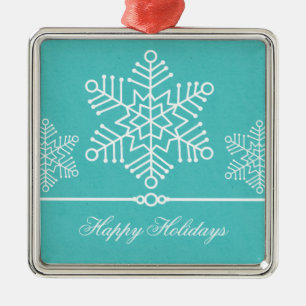 De Metal Ornamento Quadrado Delicado Snowflakes Premium
