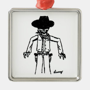 De Metal Ornamento Quadrado do Cowboy Sketch