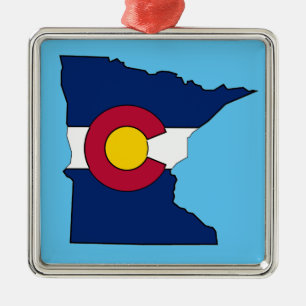 De Metal Ornamento quadrado escondido do Colorado flag Minn