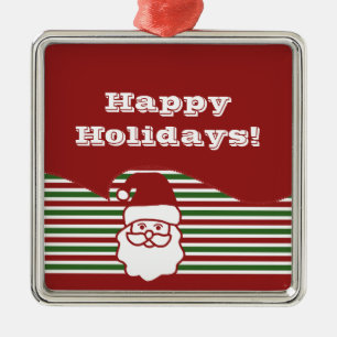De Metal Ornamento Quadrado Jolly Santa Claus Premium