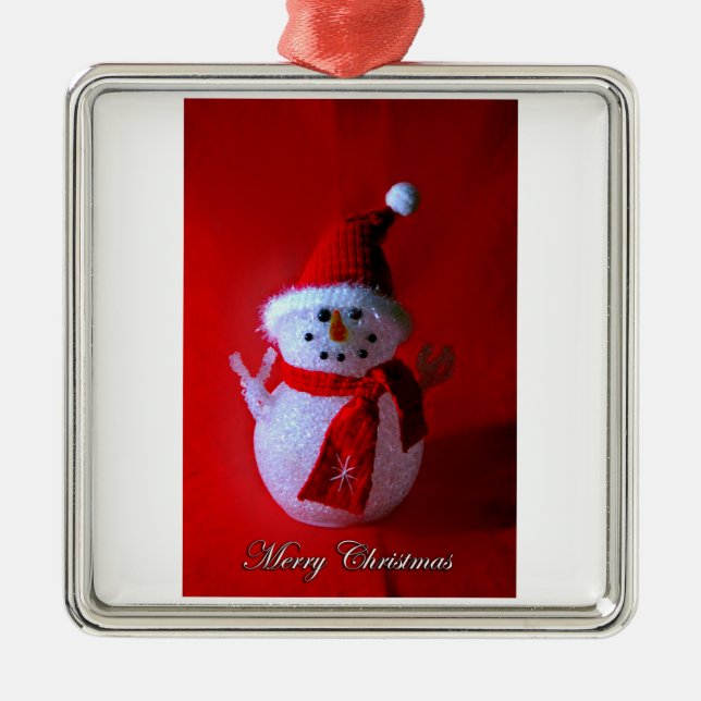 De Metal ornamento Red Snowman (Frente)