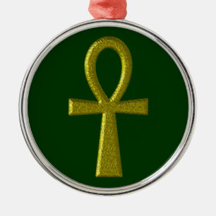 De Metal Ornamento Redondo Ankh Premium Dourado do rico