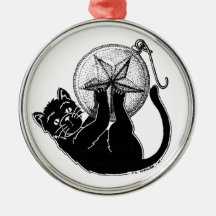 Ornamento redondo do gatinho do ornamento