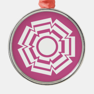 De Metal Ornamento Redondo Floral Groove Premium, Fuchsia