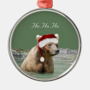 De Metal Ornamento Redondo Premium com urso pardo