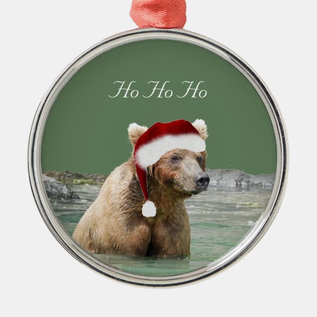 De Metal Ornamento Redondo Premium com urso pardo (Frente)