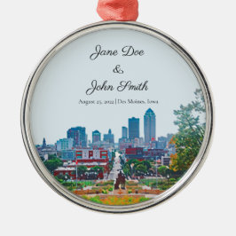 De Metal Ornamento Skyline Des Moines Personalizado