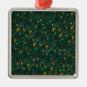 De Metal Ornamento verde salpicado Dourado