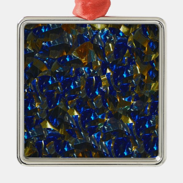 De Metal Ouro Azul Ornamento (Frente)