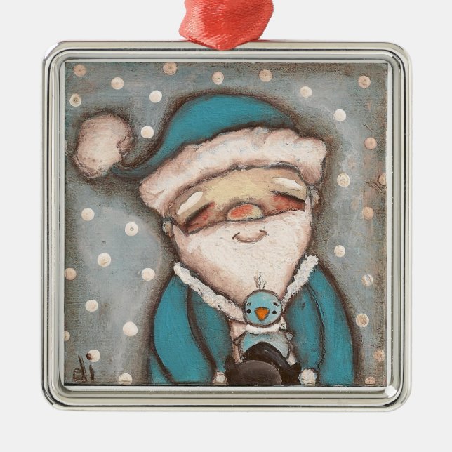 De Metal Papai noel azul - ornamento (Frente)
