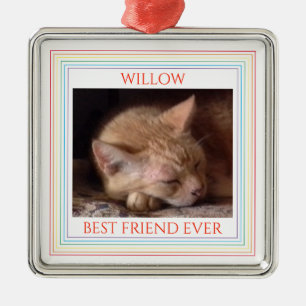 De Metal PET LOVE Ornamento Quadrado Premium + Texto / Arco