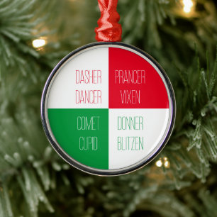 De Metal REINDEER NOMES Ornamento Redondo Premium
