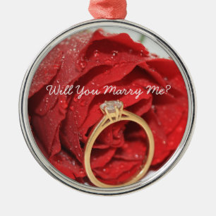 De Metal Rosa vermelha e ornamento da proposta do anel
