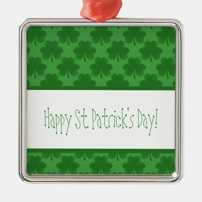 De Metal Simples Shamrocks Ornamento Quadrado Premium (Frente)