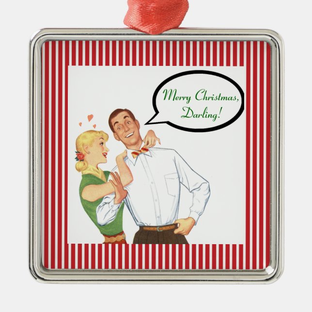 De Metal VENDA! Ornamento 1950 - "Feliz Natal, Querido" (Frente)