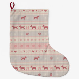De Natal Grande Meia Minimalista Rosa Escandinava para Cachorro | 