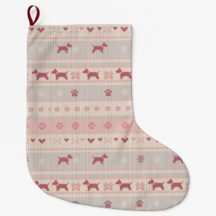 De Natal Grande Meia Minimalista Rosa Escandinava para Cachorro
