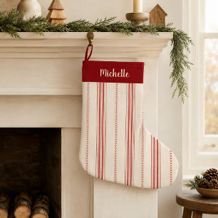 De Natal Grande Meia Personalizada com Listras Vermelhas