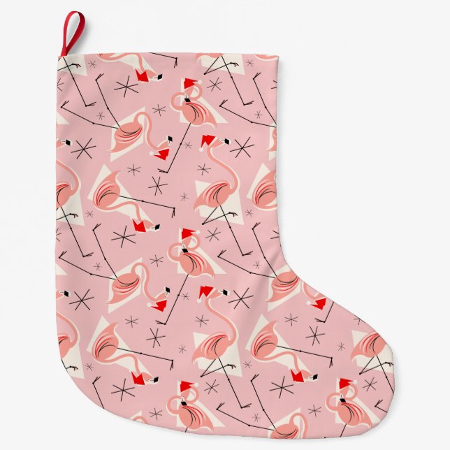 De Natal Grande Papai Noel Flamingo Rosa Meia Multi (Frente)
