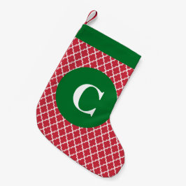 De Natal Pequena Meia marroquina vermelha e verde da inicial do