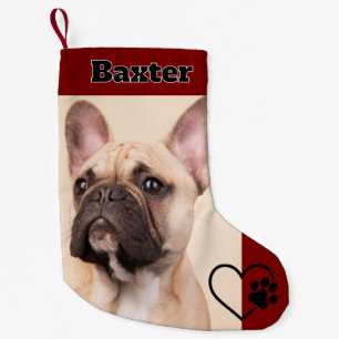 De Natal Pequena Meia Personalizada com Foto Vermelha do Cachorro e