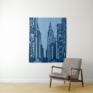 De New York da rua da tapeçaria azul profundament