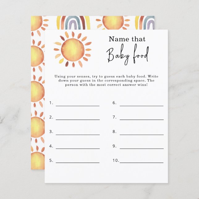 Dê nome à comida de bebê - jogo para chá de bebê (Frente/Verso)