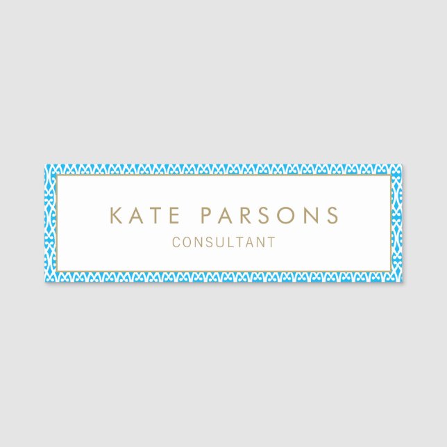 De Nome Borda Azul Bonito da Etiqueta do Funcionário (Frente)