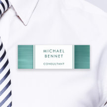 Elegante Etiqueta Comercial Metálica Escovada Verd