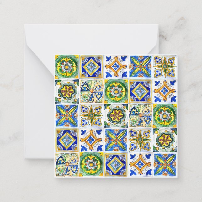 De Notas Azulejo Siciliano - Cartão sem dobras (Frente)