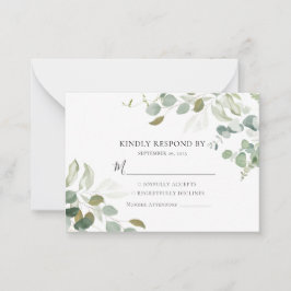 De Notas BUDGET Eucalyptus Greenery Casamento RSVP Cartão