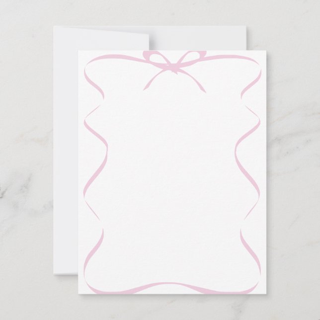 De Notas Cartão em branco com laço rosa (Verso)