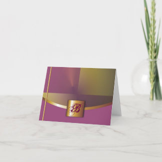 De Notas Cartão Monograma Roxo/Dourado