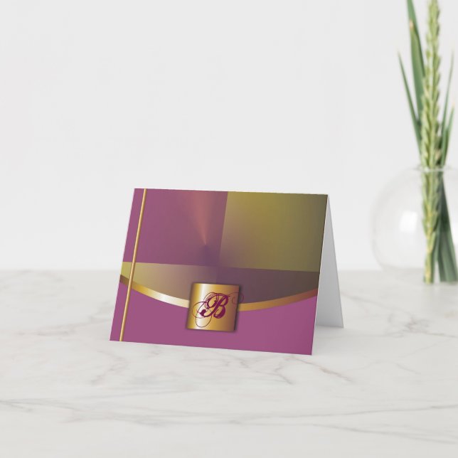 De Notas Cartão Monograma Roxo/Dourado (Frente)