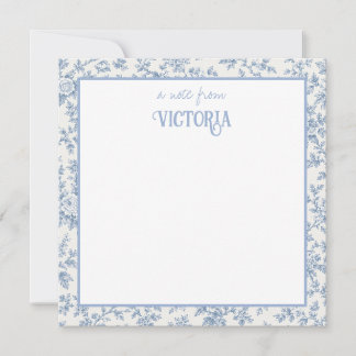 De Notas Cartão Personalizado Azul Toile Francês
