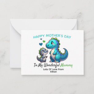 De Notas Cartão personalizado do Dia das Mães com dinossaur