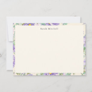 De Notas Cartão Personalizado Floral Cosmos Roxo Elegante