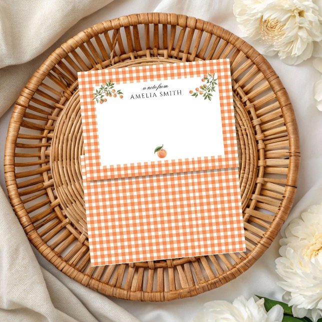 De Notas Cartão Personalizado Tema Gingham Pêssego (Criador carregado)