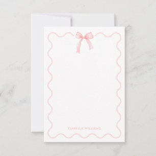 De Notas Cartão Pessoal Personalizado Menina Elegante Laço