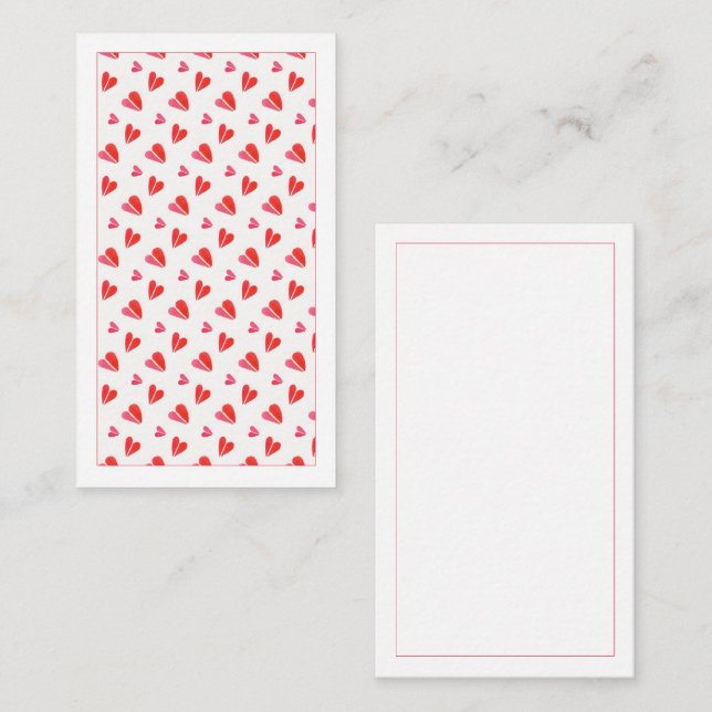 De Notas CARTÃO PLANO BRANCO 3,5x2 COM MINI CORAÇÕES (Frente/Verso)